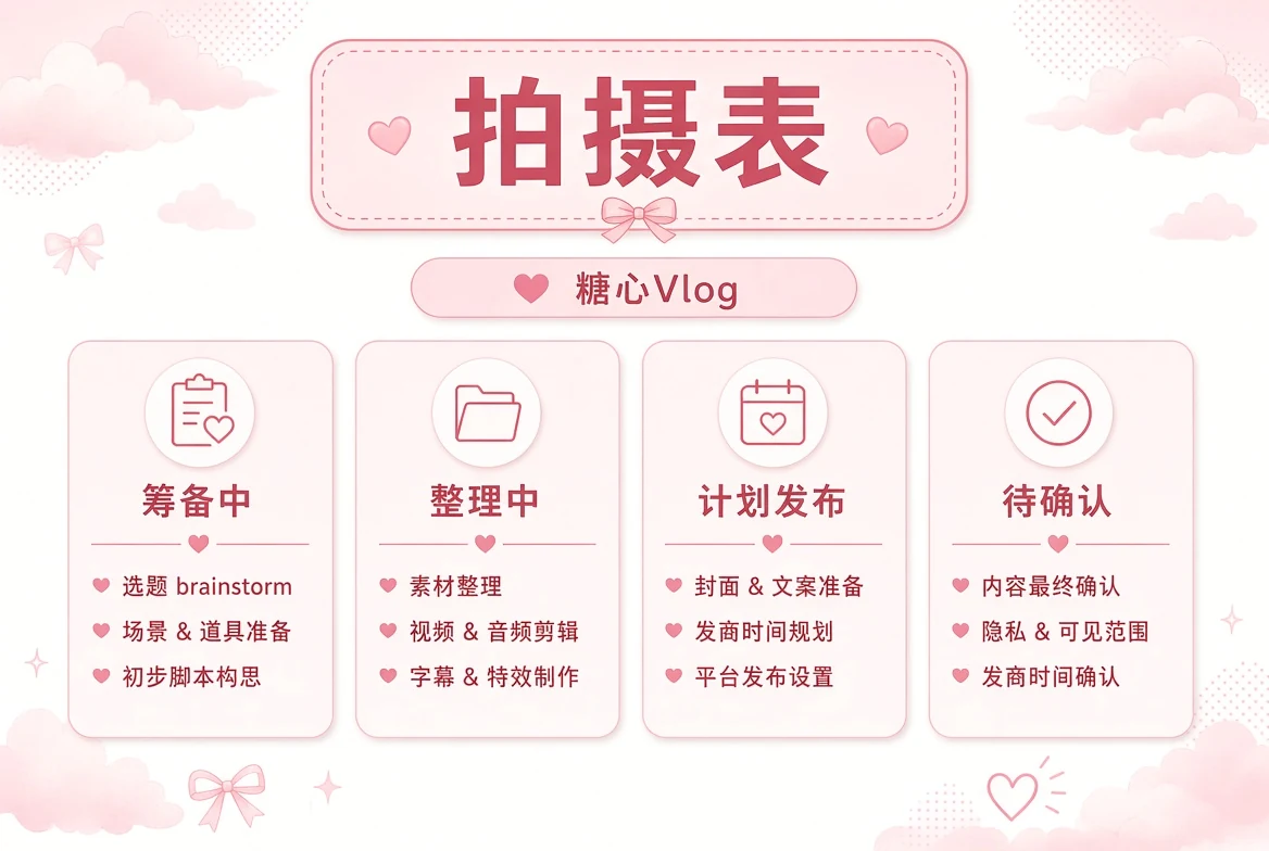 拍摄表的创作整理状态